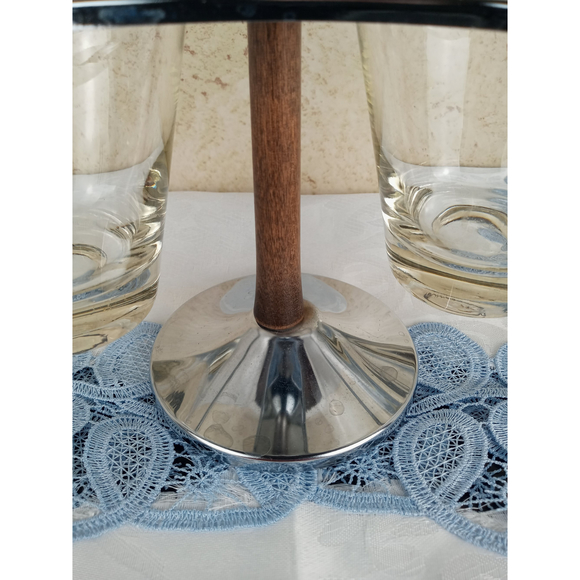 MCM Kromex Condiment Carousel/Server with 2 Glass Cups - Picture 8 of 12